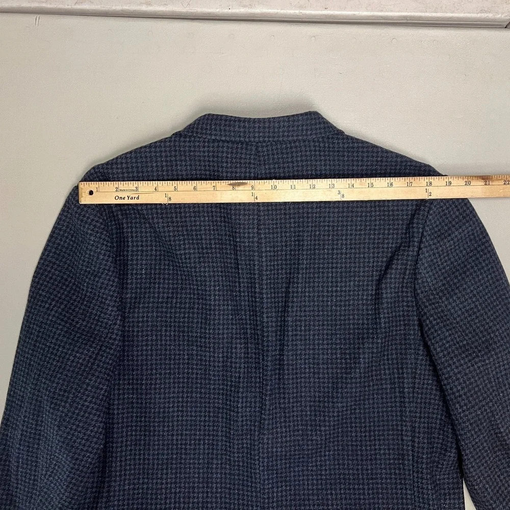 J Crew Thompson Blazer Mens 46 Suit Jacket Blue Houndstooth Unstructured Wool‎